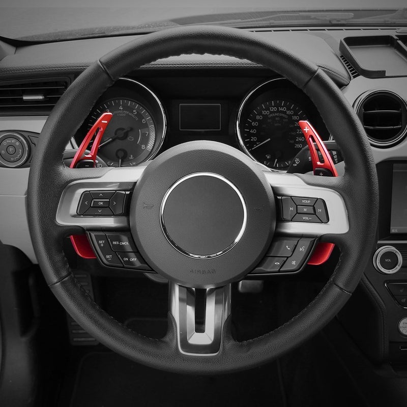 Voodonala Red Steering Wheel Shift Paddle Shifter Trim Cover for Ford Mustang 2015+(2pcs/set) - Image 2